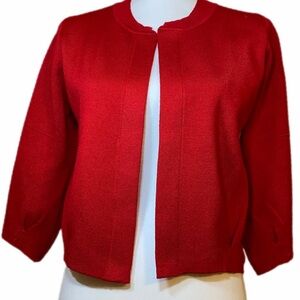 Tahari Red Classic Versatile Bolero-Style Open Front Cardigan Petite Size M